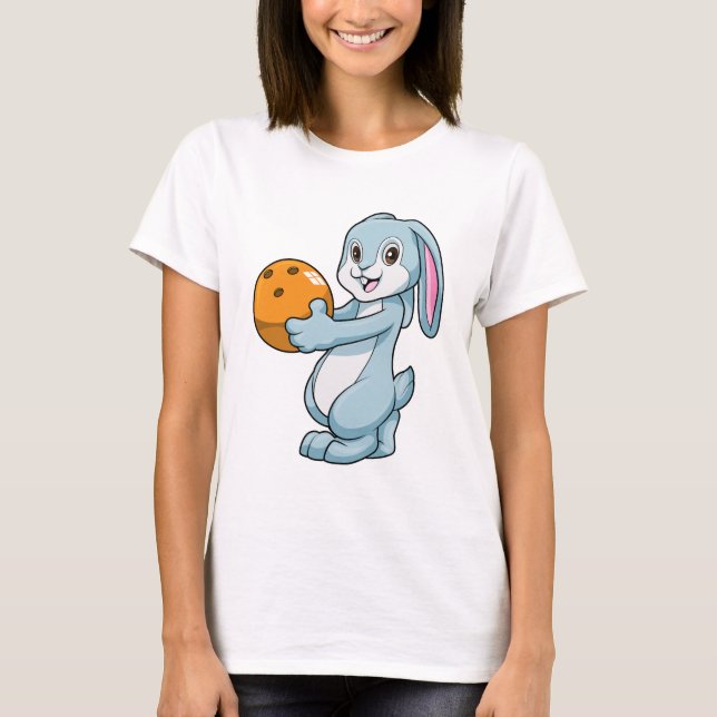Rabbit at Bowling with Bowling ball T-Shirt (Front)