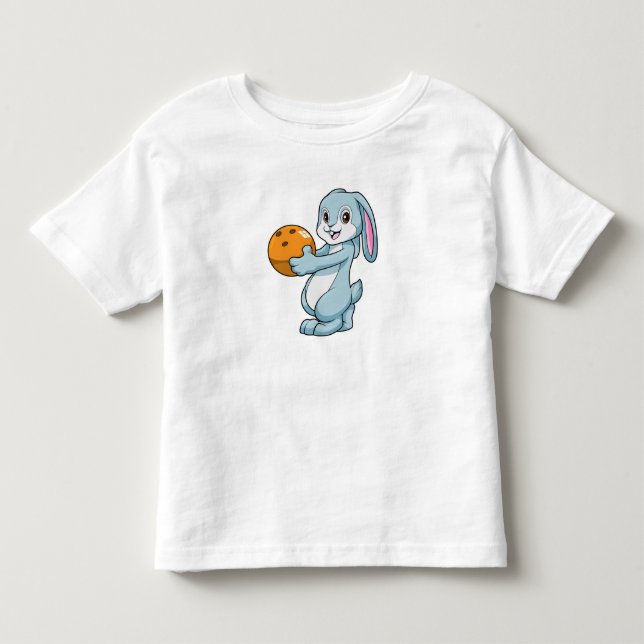 Rabbit at Bowling with Bowling ball Toddler T-shirt (Front)