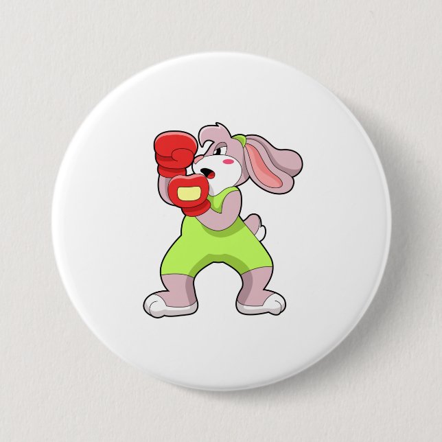 Rabbit at Boxing with Boxing gloves 3 Inch Round Button (Front)