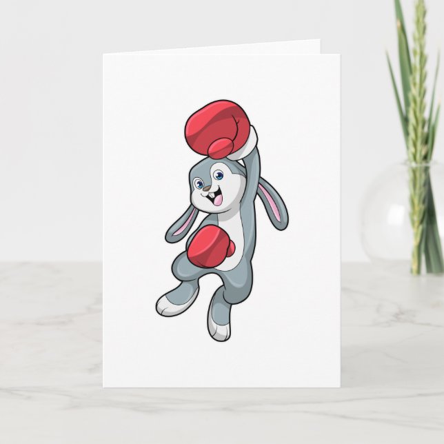 Rabbit at Boxing with Boxing gloves Card (Front)