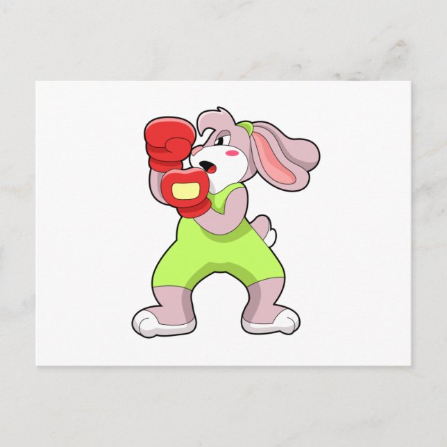 Rabbit at Boxing with Boxing gloves Postcard (Front)