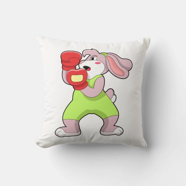 Rabbit at Boxing with Boxing gloves Throw Pillow (Front)
