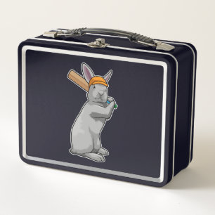 Rabbit at Cricket with Cricket bat Metal Lunch Box