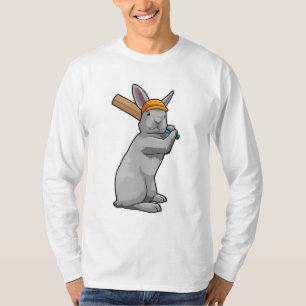 Rabbit at Cricket with Cricket bat T-Shirt