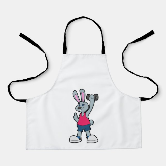 Rabbit at Fitness with Dumbbell Apron (Front)