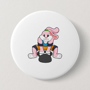 Rabbit at Fitness with Dumbbell.PNG 3 Inch Round Button