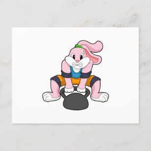 Rabbit at Fitness with Dumbbell.PNG Postcard