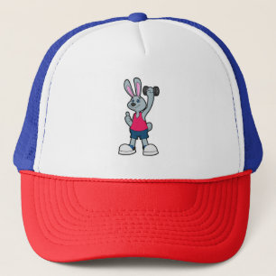 Rabbit at Fitness with Dumbbell Trucker Hat