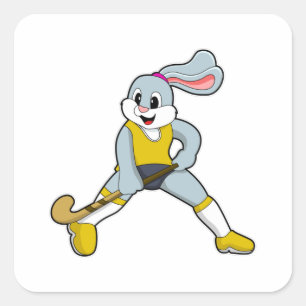 Rabbit at Hockey with Hockey bat Square Sticker