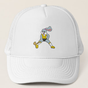 Rabbit at Hockey with Hockey bat Trucker Hat