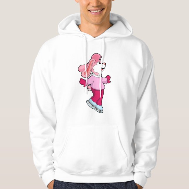 Rabbit at Ice skating with Ice skates Hoodie (Front)