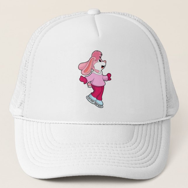 Rabbit at Ice skating with Ice skates Trucker Hat (Front)
