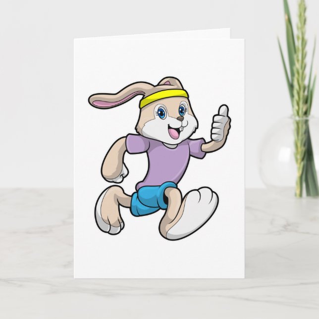 Rabbit at Jogging with Headband Card (Front)