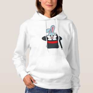 Rabbit at Magic with Wand & Hat Hoodie