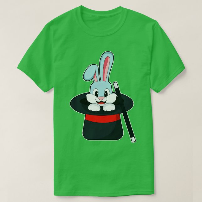 Rabbit at Magic with Wand Hat T-Shirt (Design Front)
