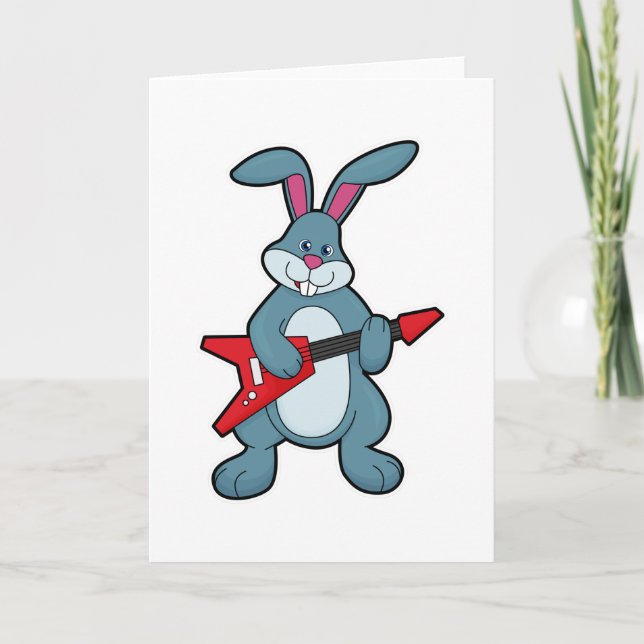 Rabbit at Music with Guitar Card (Front)