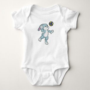 Rabbit at Sports with Volleyball Baby Bodysuit