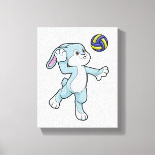 Rabbit at Sports with Volleyball Canvas Print
