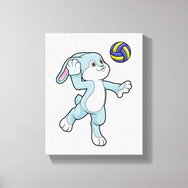 Rabbit at Sports with Volleyball Canvas Print (Front)