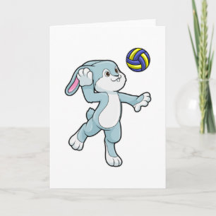 Rabbit at Sports with Volleyball Card