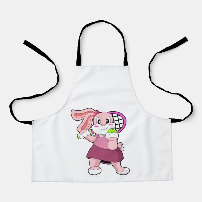 Rabbit at Tennis with Tennis racket Apron (Front)