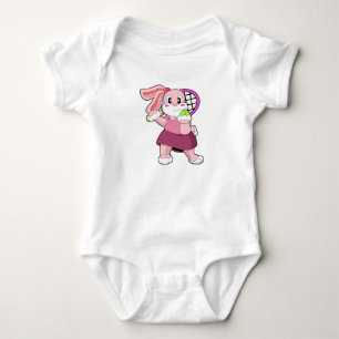 Rabbit at Tennis with Tennis racket Baby Bodysuit