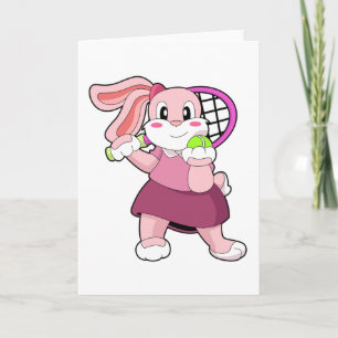 Rabbit at Tennis with Tennis racket Card