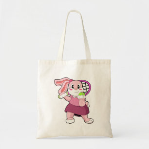 Rabbit at Tennis with Tennis racket Tote Bag