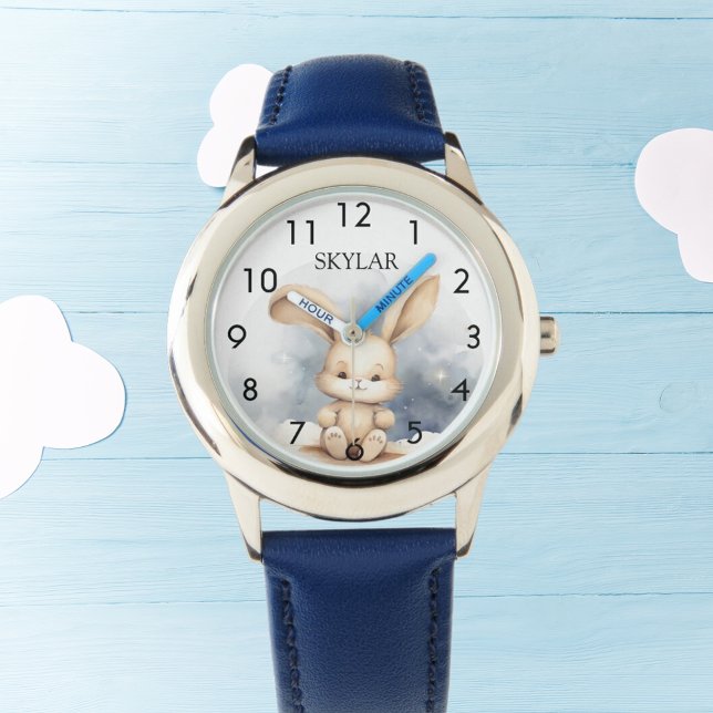 Rabbit baby beige blue sky nursery watch (Creator Uploaded)