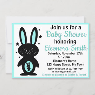 Rabbit baby shower invitations