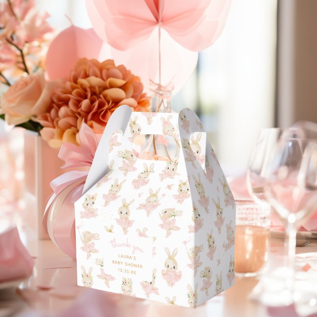 Rabbit Ballerina Tutu Bunny Baby Shower Thank You Favor Box (rabbit ballerina baby shower favor box)