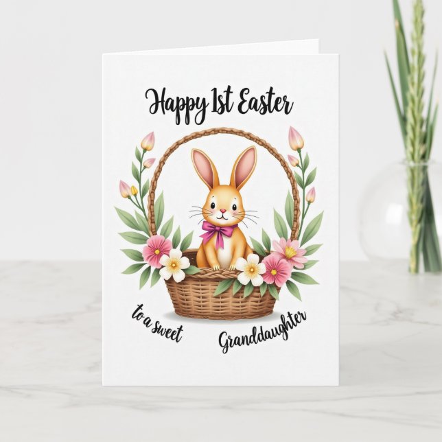 Rabbit Basket Easter Card (Front)