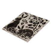 Rabbit Batik Stoneware Woodland Animal Tan Brown Tile (Side)