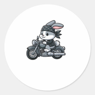 Rabbit Biker Pet Funny Motorcycle  Classic Round Sticker