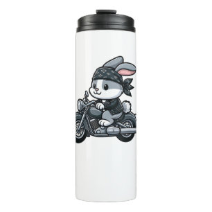 Rabbit Biker Pet Funny Motorcycle  Thermal Tumbler