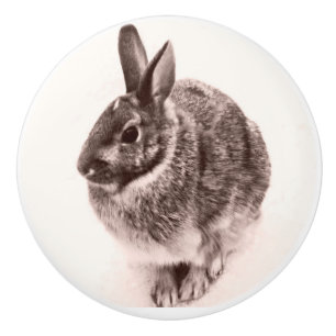 Rabbit  Black and white nob ,drawer pull, Ceramic Knob