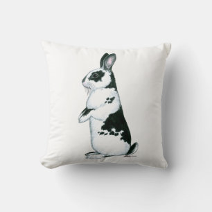 Rabbit:  Black and White Throw Pillow