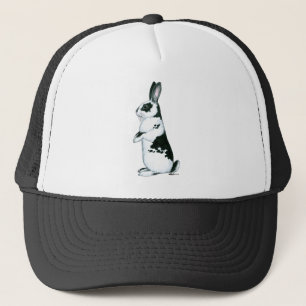 Rabbit: Black and White Trucker Hat