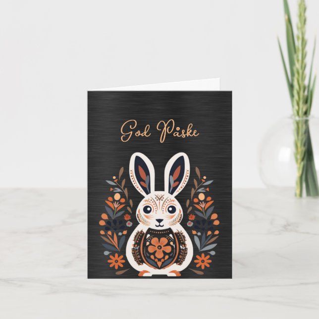 Rabbit Black White God Påske  Card (Front)