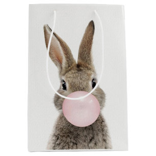 Rabbit Blowing Pink Bubble gum   Medium Gift Bag