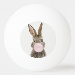 Rabbit Blowing Pink Bubble gum Ping Pong Ball