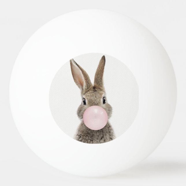Rabbit Blowing Pink Bubble gum Ping Pong Ball (Front)