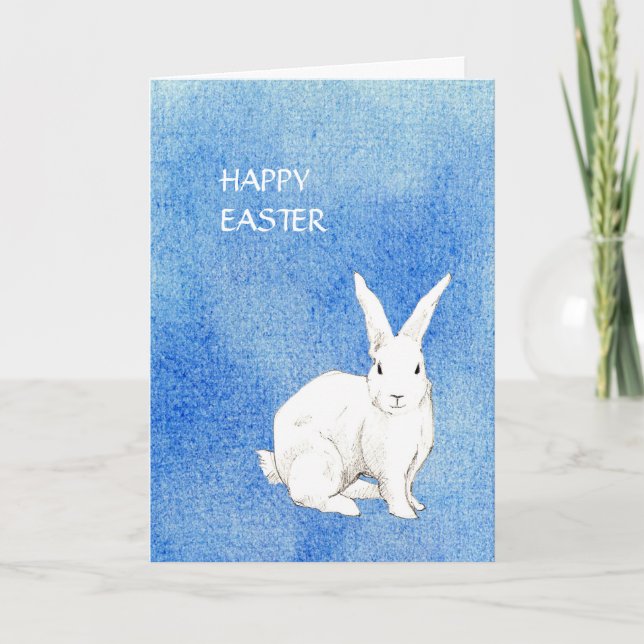 Rabbit Blue Easter Card (Front)