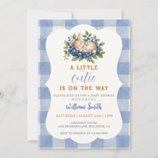 Rabbit Blueberries A little cutie baby shower Invitation