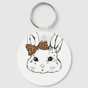 rabbit bow cute, retro, vintage keychain