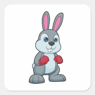 Rabbit Boxing Boxer Boxing gloves Square Sticker