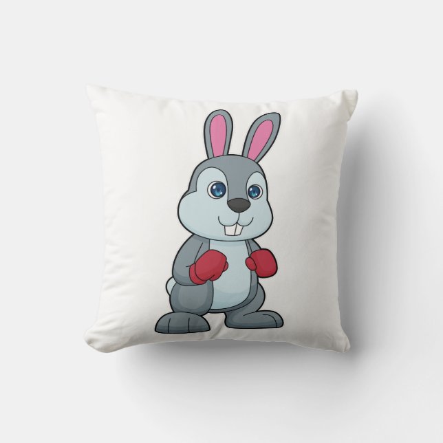 Rabbit Boxing Boxer Boxing gloves Throw Pillow (Front)