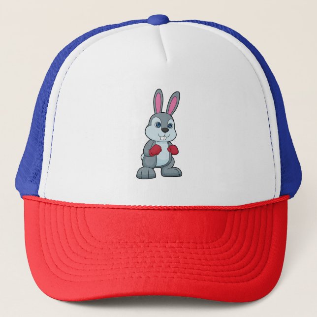 Rabbit Boxing Boxer Boxing gloves Trucker Hat (Front)