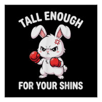 Rabbit Boxing Tall Enough for Your Shins Funny