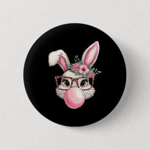 Rabbit Bunny Blowing Bubble Easter Day Cute Women 2 Inch Round Button